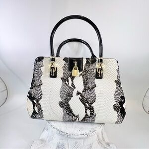 Chic Black and White Faux Snakeskin Shoulder Bag